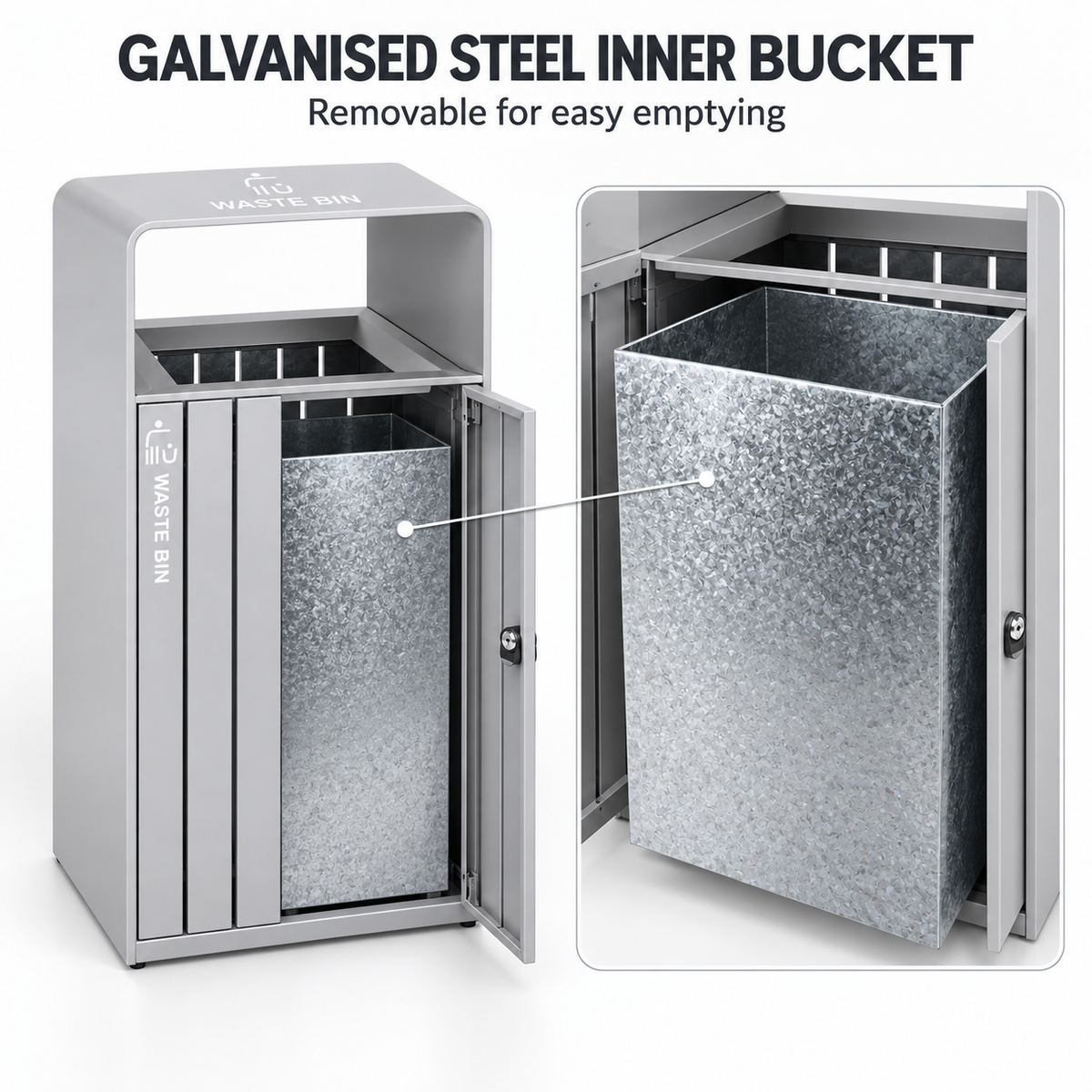 Commercial Stainless Steel Waste Bin