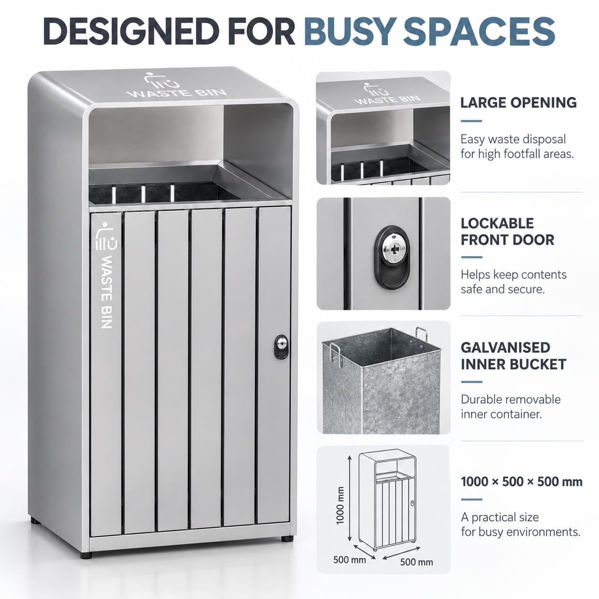 Commercial Stainless Steel Waste Bin